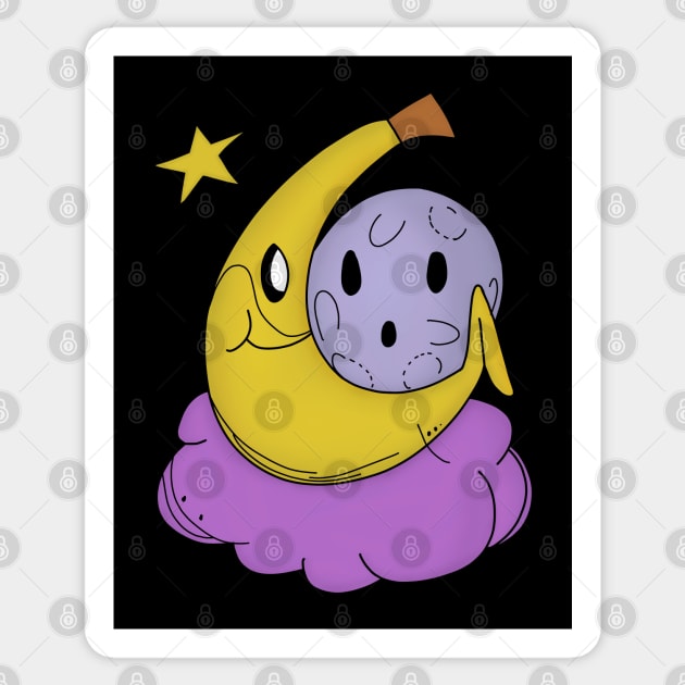 Banana Hanging with Moon Sticker by pako-valor